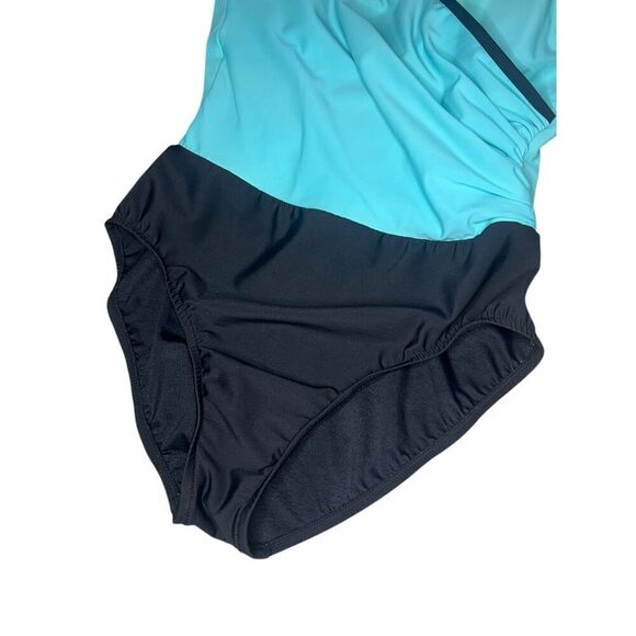 Vintage TrimShaper Women’s 14 One Piece Swimsuit Deep V-Neck 90s Swimwear - Picture 2 of 7